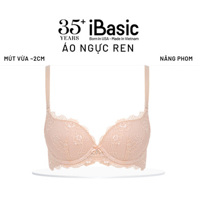 Áo ngực ren có gọng mút vừa phom demi iBasic VA086, BRAW139