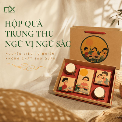 Hộp Quà Tặng Trung Thu, Ngũ Vị Ngũ Sắc, Trái Cây Sấy, Hạt Sấy, Hộp Quà Cao Cấp, Kèm Túi Giấy