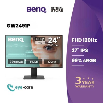 BenQ GW2491P | Màn hình BenQ 23.8 inch 1080p FHD 120Hz bảo vệ mắt phù hợp cho làm việc và giải trí