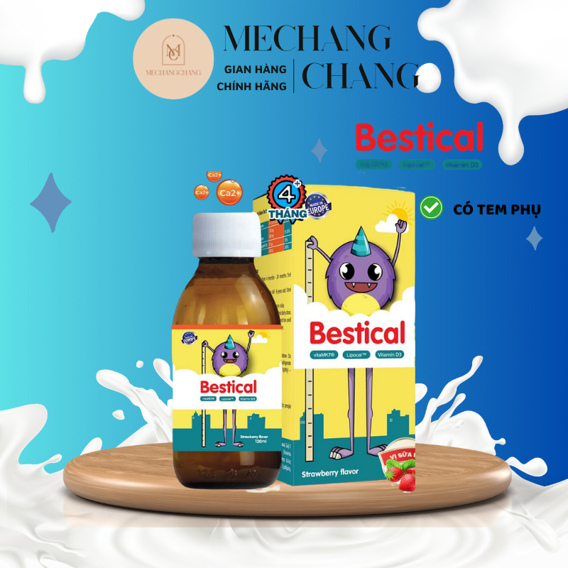 [CHÍNH HÃNG - DATE 2028] Canxi sinh học dạng nước Bestical bổ sung Canxi và vitamin d3k2 vị dâu chai