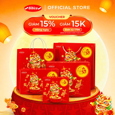 [250g - 2 Trứng] Bánh Nướng Trung Thu Truyền Thống Bibica - 4 Hương Vị Cực Thơm Ngon