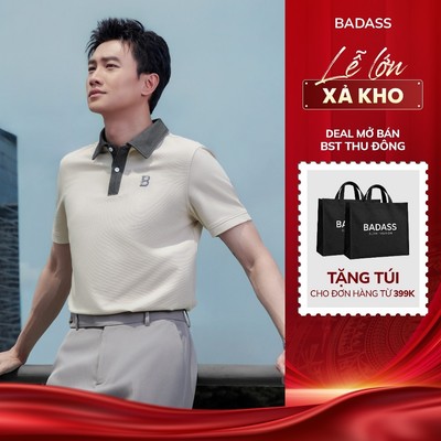 Áo Polo Nam Cotton BADASS Texture Regular Fit Phối Cổ Phối Nẹp Co Giãn Thoáng Mát Cao Cấp_POHTK735