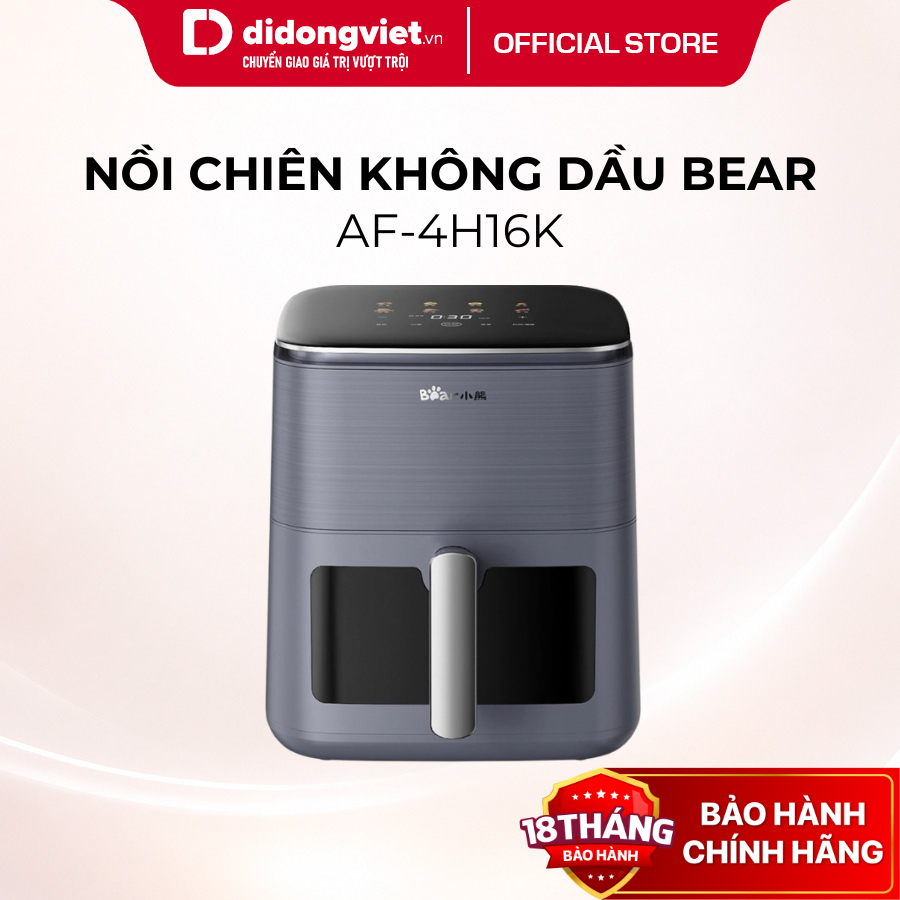 Nồi Chiên Không Dầu 6L Bear QZG-H16R3 (AF-4H16K) - Công Suất 1600W, Chống Dính - Hàng Chính Hãng