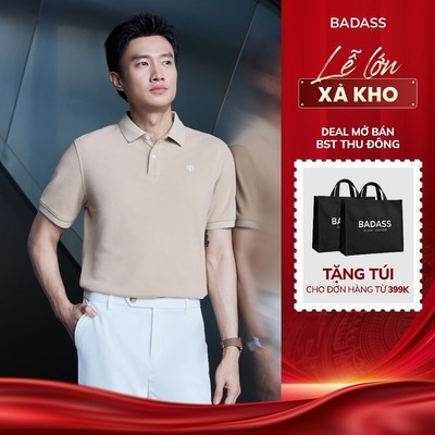 [BADASSxQUỐC TRƯỜNG] Áo Polo Nam BADASS Cotton Pique Regular Fit Thoáng Khí Co Giãn Mềm Mại Thêu Logo Ngực - POHOL702