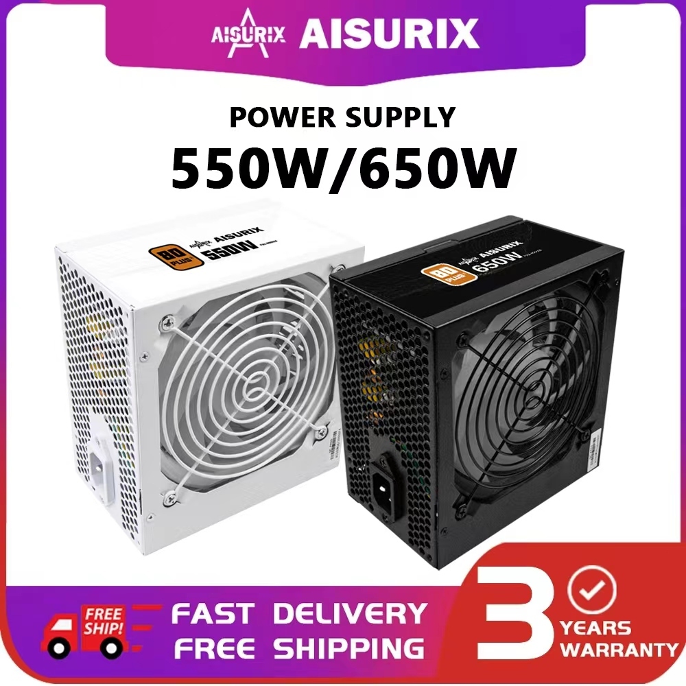 AISURIX Nguồn máy tín 550W/650W Power Supply PSU Computer Bo Mạch chủ Chính 80Plus Bronze Certified