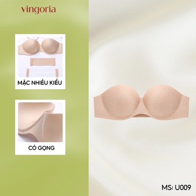 Áo lót quây không dây cúp 1/2 VINGO/VINGORIA không viền kèm 2 loại dây lưng U009