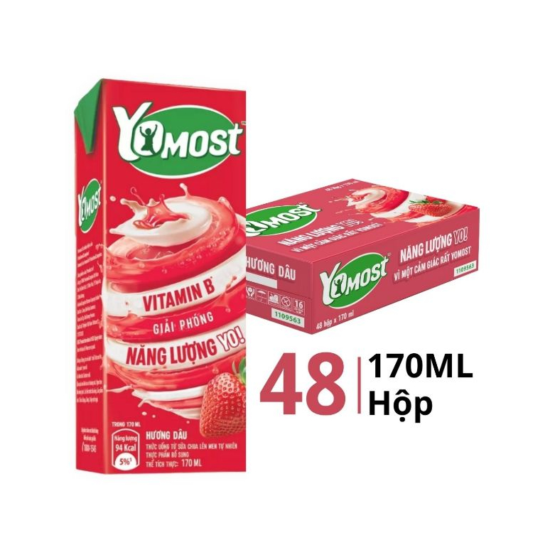 [1 Thùng] Sữa Yomost Dâu 170ml (48 Hộp)_00290