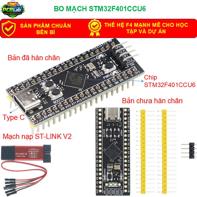 stm32 Bo Mạch STM32F401CCU6 Black Pill STM32 F401 board lập trình STM32 ARM Cortex-M4 84MHz Type-C