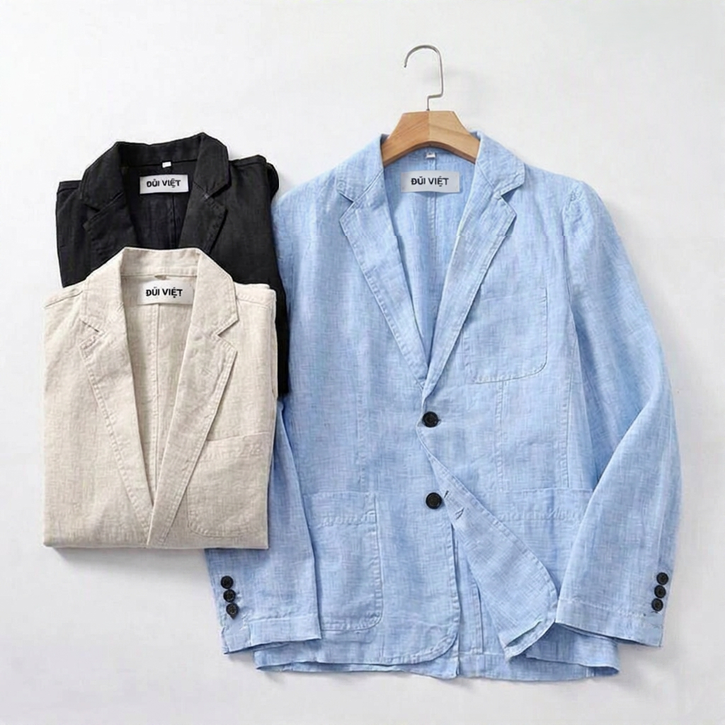 Áo vest Blazer Linen nam,Blazer nam Hàn Quốc 2 cúc, chất vải linen mềm mại phong cách trẻ trung