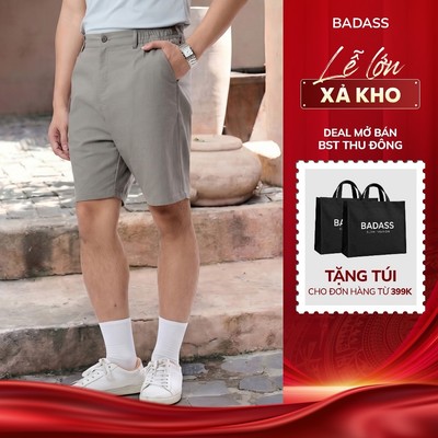 Quần Short Nam BADASS Linen Cạp Chun Form Relax Thoáng Mát Rộng Rãi Dễ Phối QSDOL704