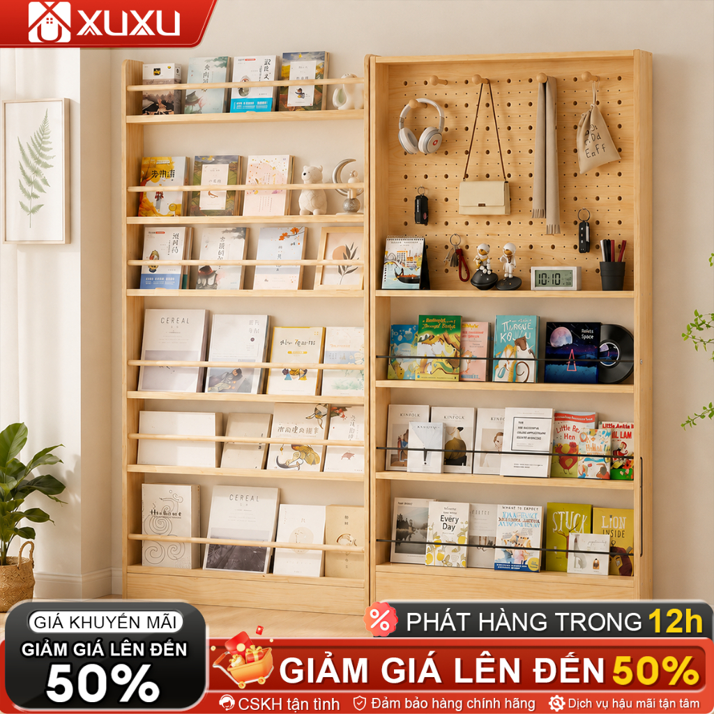 Kệ Sách Treo Tường Bằng Gỗ Tự Nhiên Tiết Kiệm Không Gian Sau Cánh Cửa  Nhiều Tầng Dung Tích Lớn