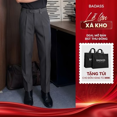 Quần Tây Nam BADASS Slim Fit Cạp Chun Ẩn Tinh Tế Vải Tuytsi Không Nhăn Đứng Form QASOL705