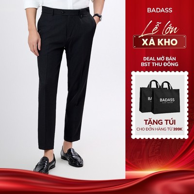 Quần Tây Nam BADASS Slim Fit Cạp Chun Ẩn Vải Tuytsi Cao Cấp Không Nhăn Đứng Form QASOL705