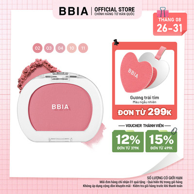 Phấn má hồng mịn lì, đa năng BBIA Last Blush 4g