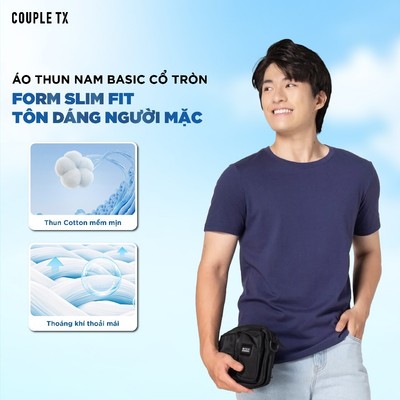 [MUA 2 ÁO 318K] Áo Thun Nam Couple TX Trơn Basic Cổ Tròn Slimfit MTS 1325