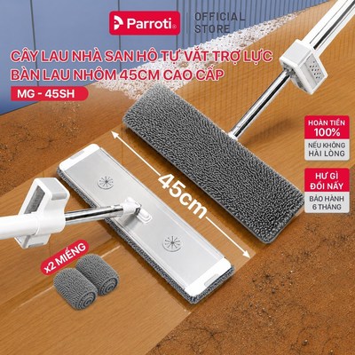 Cây Lau Nhà San Hô Tự Vắt Parroti Magic Bàn Lau Nhôm 45cm Cao Cấp Mẫu 2026 Siêu Trợ Lực Kèm 2 Bông Lau San Hô - MG45SH