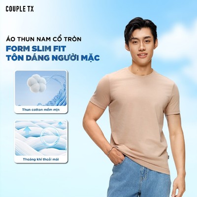 [MUA 2 ÁO 318K] Áo Thun Nam Couple TX Trơn Basic Cổ Tròn Vải Đốm Form Slim Ôm Tôn Dáng MTS 1375