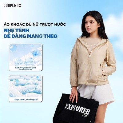 Áo Khoác Dù Nữ Couple TX Recycle 2 Lớp Cản Gió Trơn Basic Nhiều Màu Phối Lưới Thoáng Khí Form Rộng WOP 2105