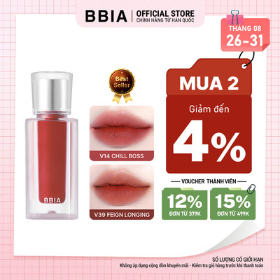 Son kem nhung thuần chay, nhẹ môi BBIA Last Velvet Tint V Edition 5g