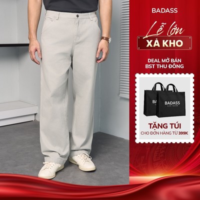 Quần Jean Ống Suông BADASS Cạp Cao, Form Suông Phong Cách, Chất Liệu Dày Dặn, Mềm Mại - QJDTK601
