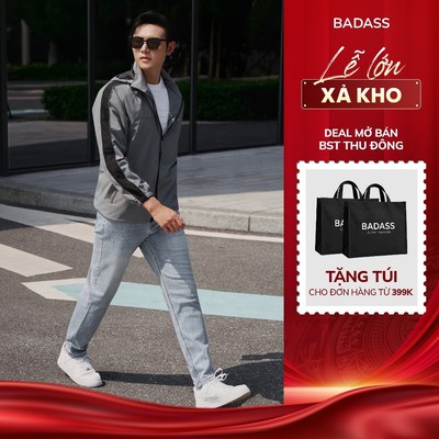 Quần Jean denim nam BADASS dáng slim gọn gàng mềm mại, thoải mái, tôn dáng QJDTK608