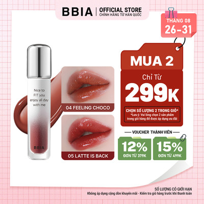 [MUA 2 GIÁ 299K] Son tint bóng lâu trôi, bền màu BBIA Water Fit Tint 4g