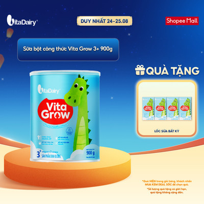 Sữa bột VitaGrow cải tiến cho trẻ từ 3 tuổi - Bổ sung năng lượng, giúp phát triển chiều cao - Lon 900g
