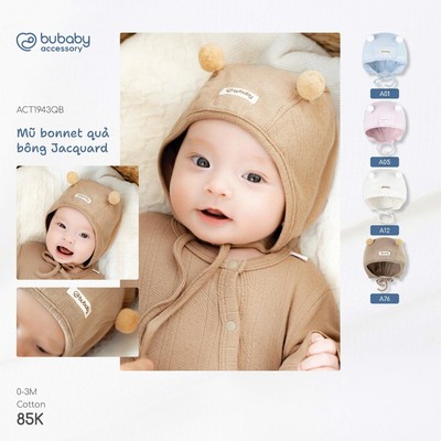 Mũ buộc dây Bonnet Bubaby cho bé từ sơ sinh