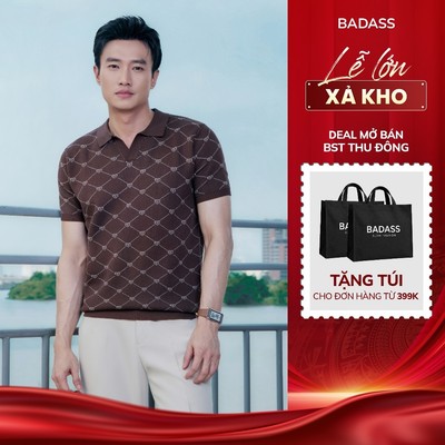 [BADASSxQUỐC TRƯỜNG] Áo Polo Nam BADASS Dệt Kim Monogram Cotton Form Regular Mềm Mịn Thoáng Khí PODTK744
