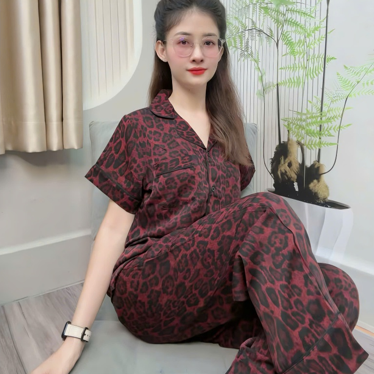 Đồ Bộ Pyjama Viền Lé Tay Ngắn Quần Dài Lụa Mango Size từ 48 đến 78kg