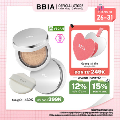 Cushion dưỡng ẩm căng bóng, bền màu BBIA Eau Glow Cushion Eau Edition 15g