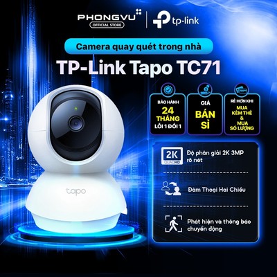 Camera IP Wi-Fi quay quét TP-Link Tapo TC71 3MP - Độ phân giải 2K, Đàm thoại 2 chiều - Bảo hành 24th