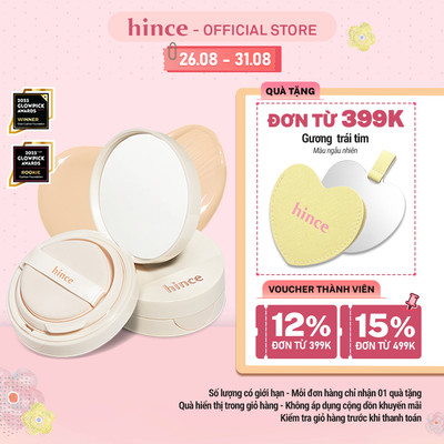 Cushion căng bóng thuần chay hince Second Skin Glow Cushion 12g