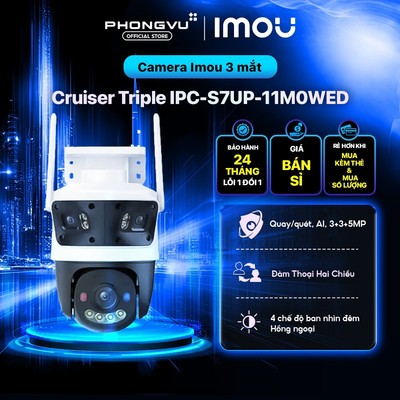 Camera WiFi IMOU 3 mắt Cruiser Triple IPC-S7UP-11M0WED (3+3+5MP, đèn cảnh báo) - Bảo hành 24 tháng