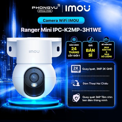Camera Wifi Imou Ranger Mini IPC-K2MP-3H1WE 3MP 2K QHD - Quay Quét 355° - WiFi 6 - Bảo Hành 24 Tháng