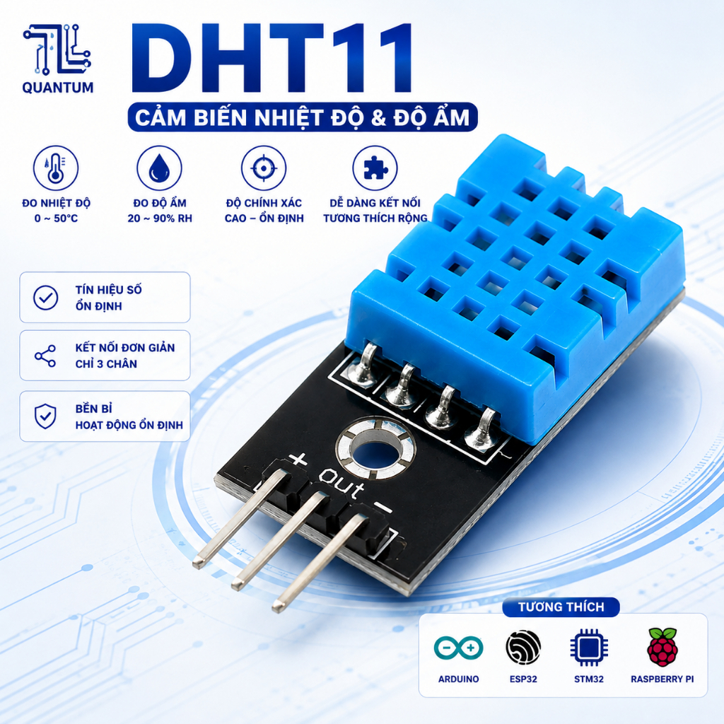 TL QUANTUM - DHT11 Có Dây - Cảm Biến Nhiệt Độ Độ Ẩm - Module DHT11 3 Chân