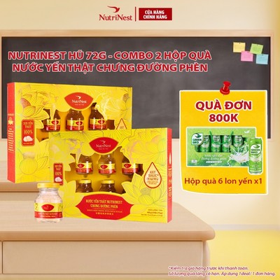 Combo 2 Hộp Quà 6 Hũ Yến Chưng Đường Phèn Nguyên Chất NUTRINEST Hữu Cơ Tự Nhiên - Hũ 72g [Bao bì mới]