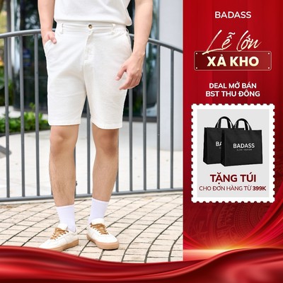 Quần shorts cạp cúc mix cạp chun BADASS có túi vải cotton thấm hút co giãn quần trên gối QSDTK707