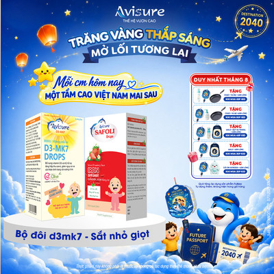 TPBVSK Combo D3 K2 MK7 và Sắt Hữu Cơ Avisure Safoli Cải Thiện Tình Trạng Thiếu Máu 30ml
