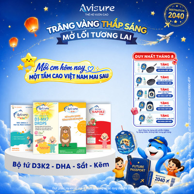 TPBVSK Bộ tứ Avisure sắt hữu cơ, D3K2, DHA Từ Dầu Cá Na Uy, Kẽm Hữu Cơ Cho Bé