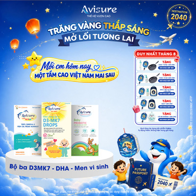 TPBVSK Combo sơ sinh bộ ba Avisure D3MK7, DHA, Probiotic hỗ trợ bé ngủ ngon, tiêu hoá tốt 20ml