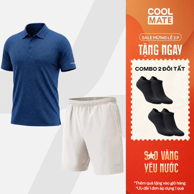 [TẶNG COMBO 2 ĐÔI TẤT]Set đồ đa năng đi chơi, thể thao Áo Polo Quick Dry Active+quần 7inch thấm hút, thoáng mát Coolmate