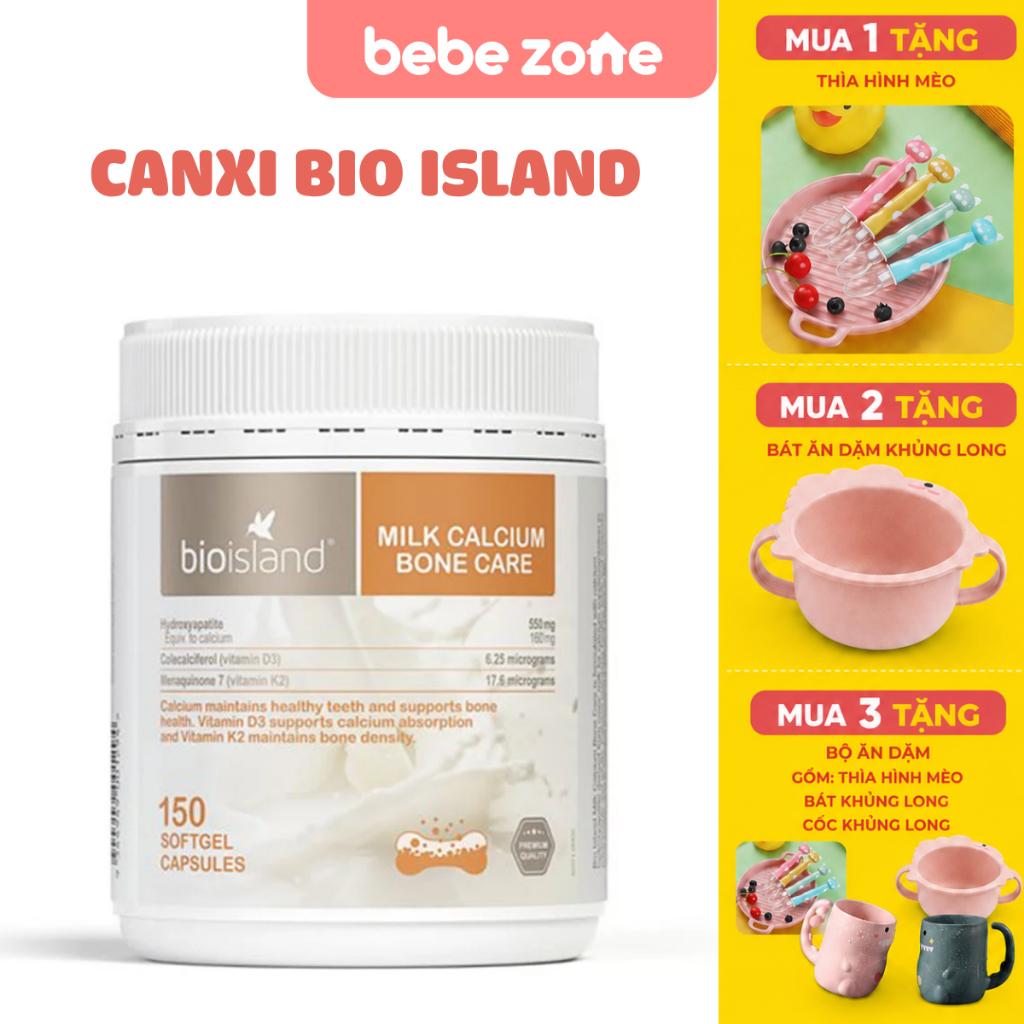 Combo Bio Island Úc cho bé và gia đình -Bio Island DHA, kẽm,canxi kids,canxi bone care