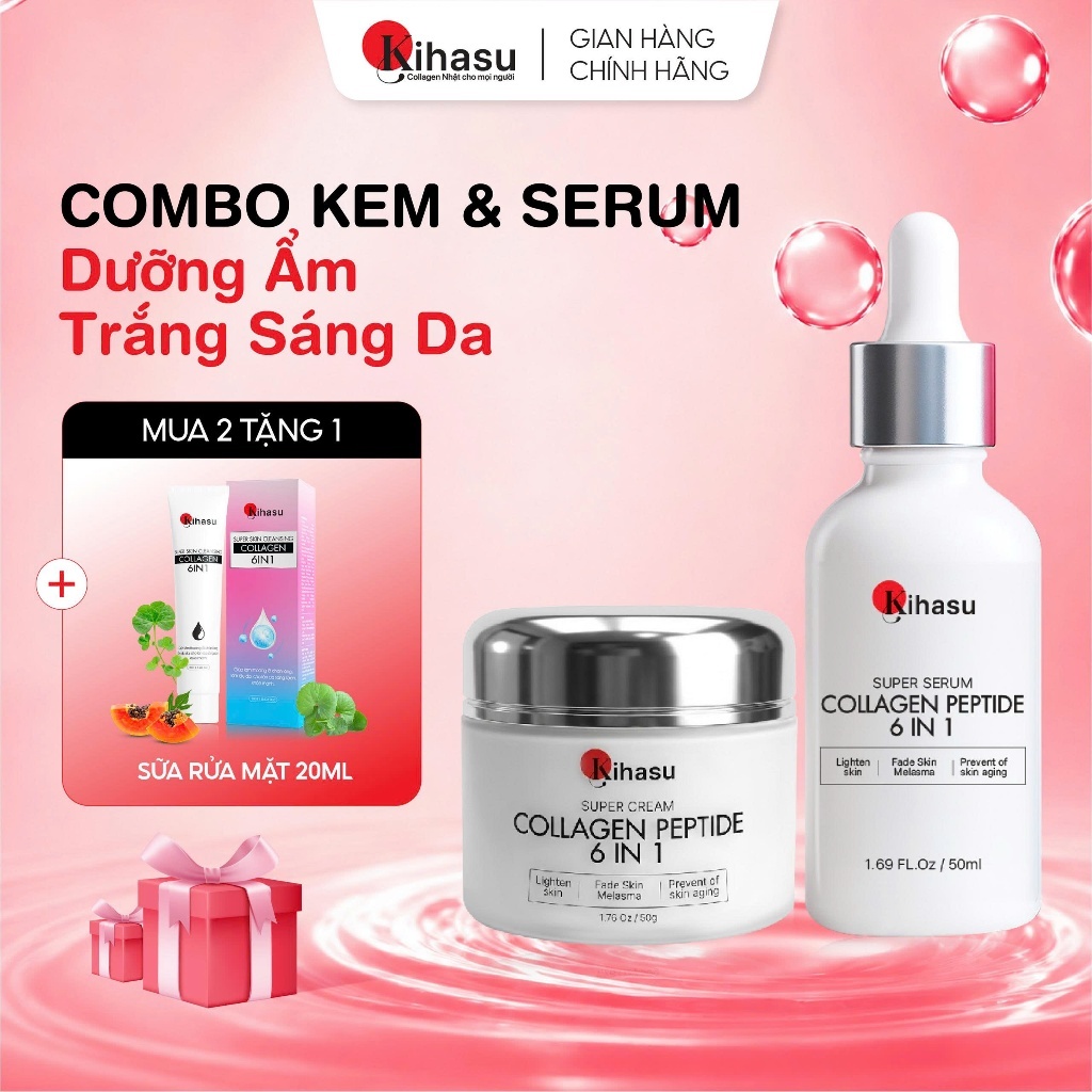 Bộ Serum Kem Dưỡng KIHASU Size Lớn Dưỡng Ẩm Sáng Da Phục Hồi Da Xỉn Màu