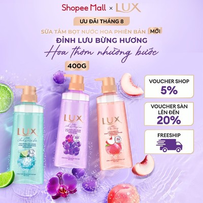 LUX Sparkling Sữa Tắm Bọt Hương Nước Hoa Tươi Mát 400g