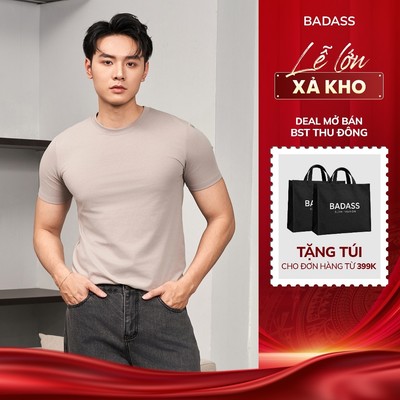 Áo Phông Trơn cotton BADASS tay ngắn slim basic tôn dáng Co Dãn Thấm Hút Mồ Hôi - APTOL605