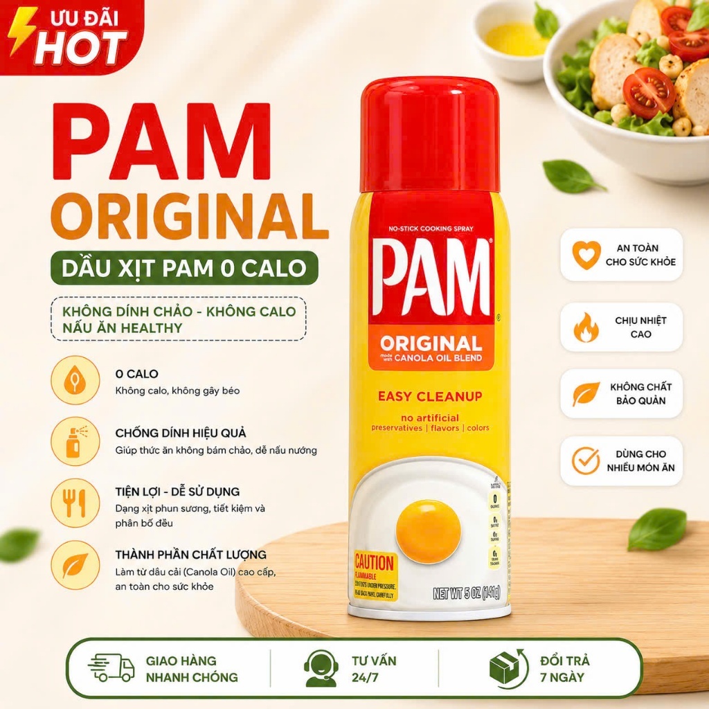 Dầu Xịt Pam 0 Calo - Dầu Ăn Hoa Cải Chiên Xào Salad Ăn Kiêng Giảm Cân Eatclean Tiểu Đường