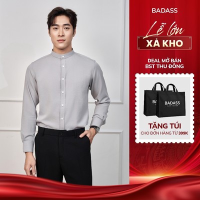 Áo Sơ Mi Nam Cổ Tàu Dài Tay BADASS Vải Đũi Xước Cao Cấp, Thoáng Mát, Lịch Lãm - STDOL419