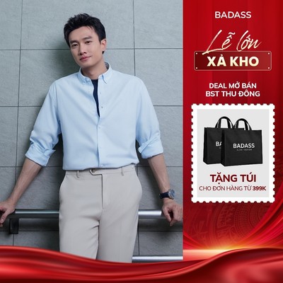 [BADASSxQUỐC TRƯỜNG] Áo Sơ Mi Nam Dài Tay BADASS button down Form Relax Ít Nhăn Co Giãn Nhẹ Thoáng Mát SHDOL703