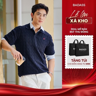 Áo Polo Nam Dệt Vặn Thừng BADASS Regular Fit 100% Cotton Thoáng Mát Thêu Logo Cao Cấp PODTK725